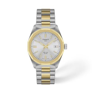 Front view of the watch Tissot PRC 100 Solar 34mm with shadow