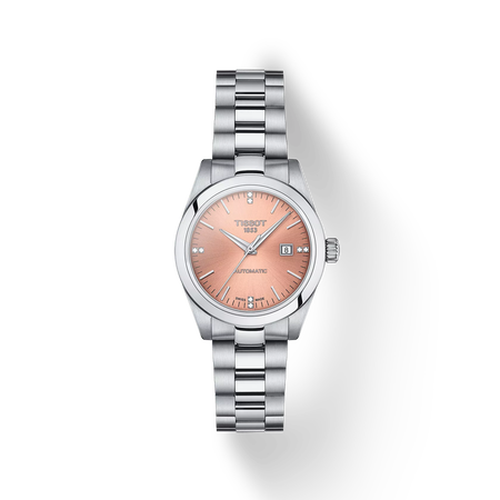 Front view of the watch Tissot T-My Lady Automatic with shadow
