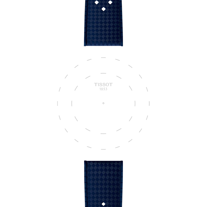 Focus sur les ergots de Bracelet Officiel Tissot Caoutchouc Bleu Entre-cornes 20 mm
