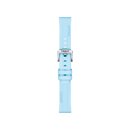 Front view of Tissot Official Blue Silicone Strap Lugs 18 mm