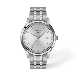 Front view of the watch Tissot Classic Dream 40mm with shadow