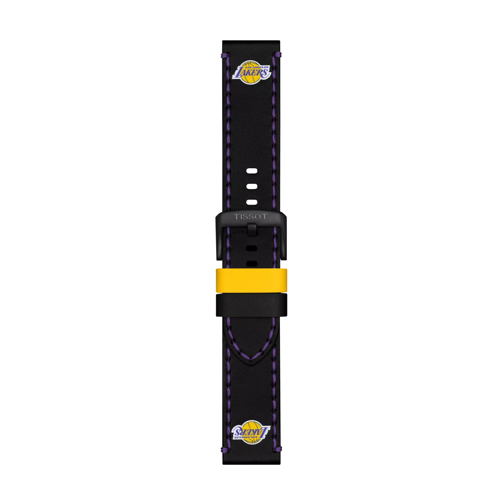 Vue de face de Bracelet Officiel Tissot Cuir Noir Entre-cornes 22 mm