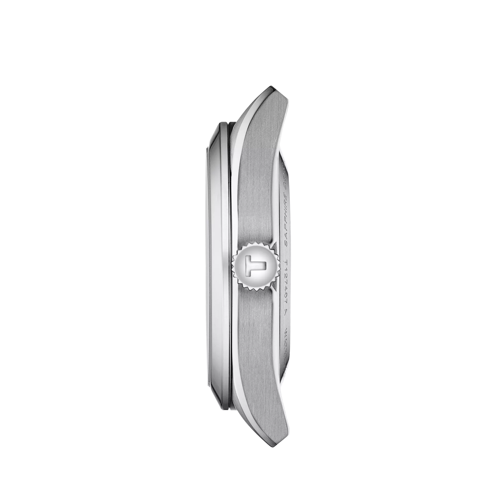 Profile view of the watch case Tissot Gentleman Powermatic 80 Silicium