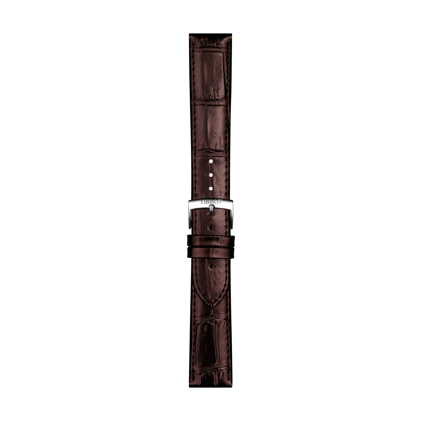 티쏘 정품 브라운 레더 스트랩 러그 20 mm 의 전면 뷰