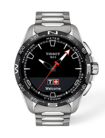 Front view of the watch Tissot T-Touch Connect Solar 47.5mm with shadow