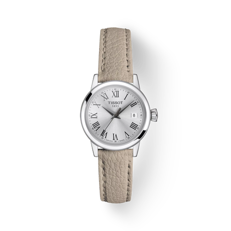 Front view of the watch Tissot Classic Dream Lady with shadow