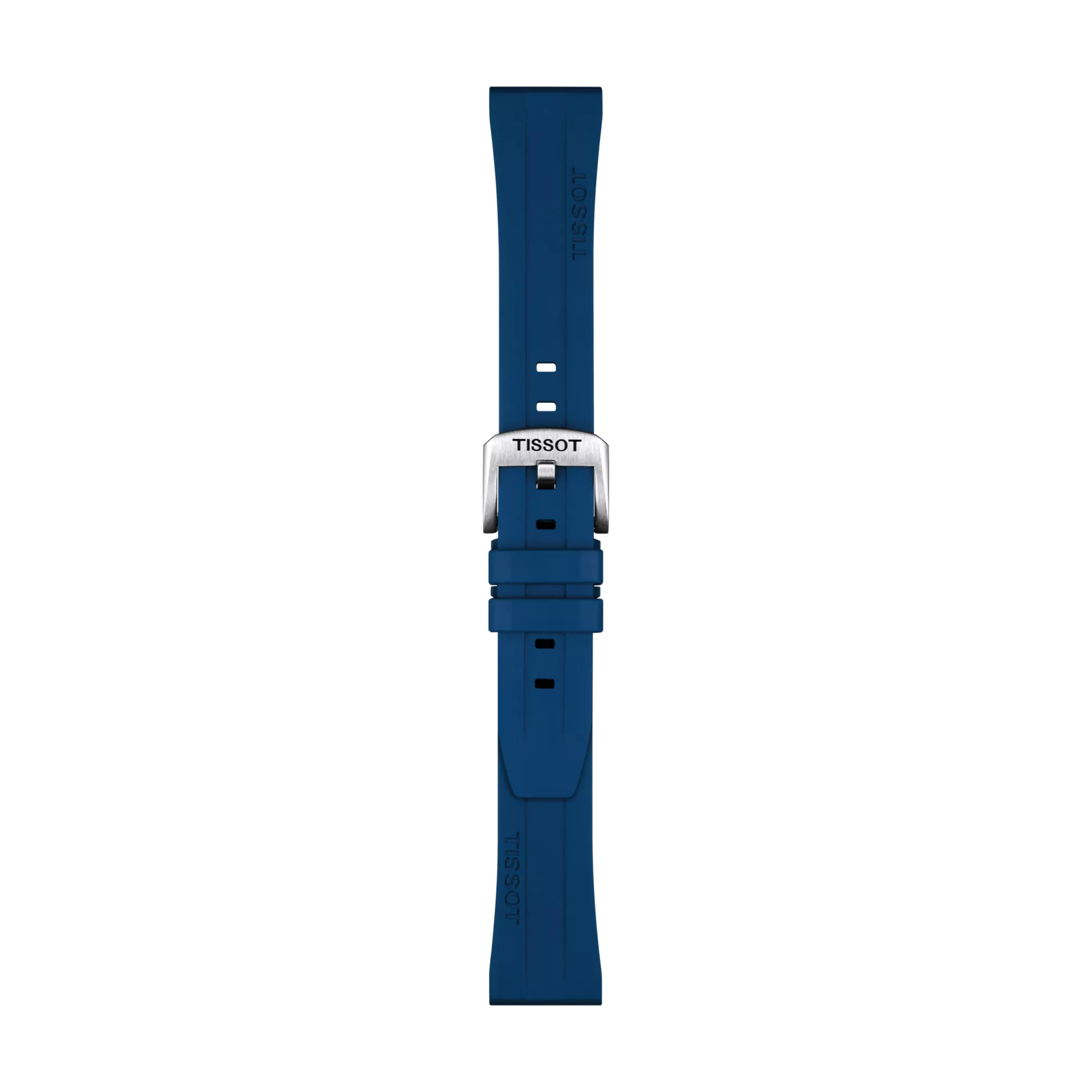 Vue de face de Bracelet Officiel Tissot Caoutchouc Bleu Entre-cornes 20 mm