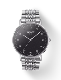 Front view of the watch Tissot Everytime 42mm with shadow