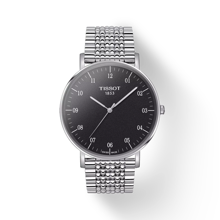 Front view of the watch Tissot Everytime 42mm with shadow