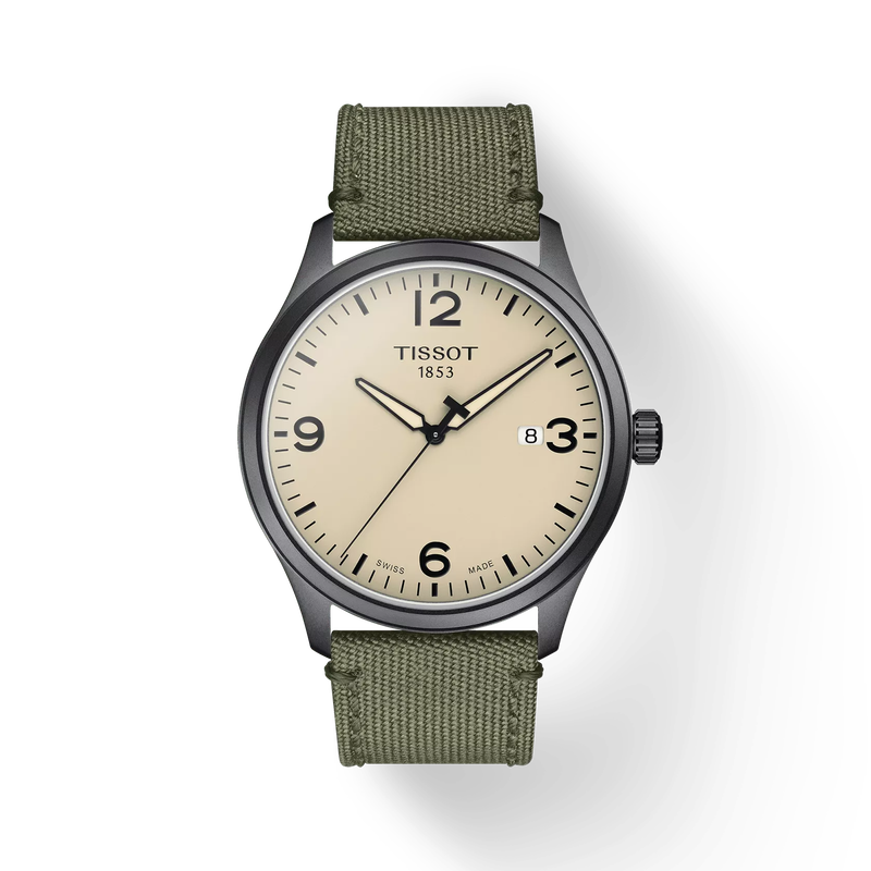 Front view of the watch Tissot Gent XL with shadow