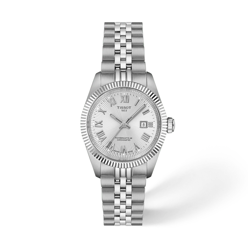 Front view of the watch 天梭BALLADE系列POWERMATIC 48 COSC款30MM with shadow