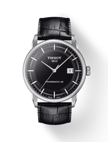 มุมมองด้านหน้าของนาฬิกา Tissot Luxury Powermatic 80 พร้อมเงา