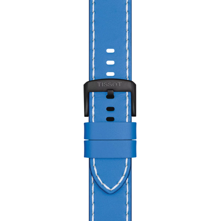 Zoom on Tissot Official Blue Leather Strap Lugs 22 mm