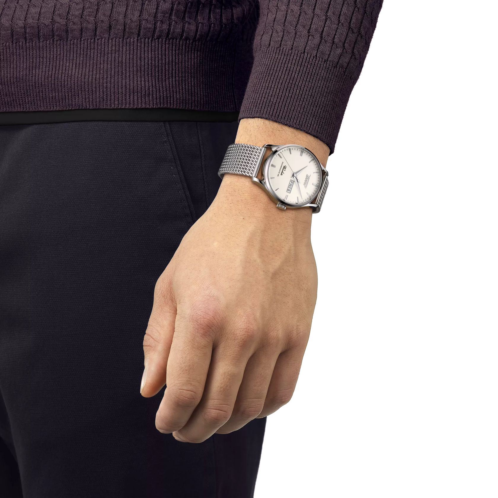 Simulation of the watch Tissot Heritage Visodate Powermatic 80 on a wrist