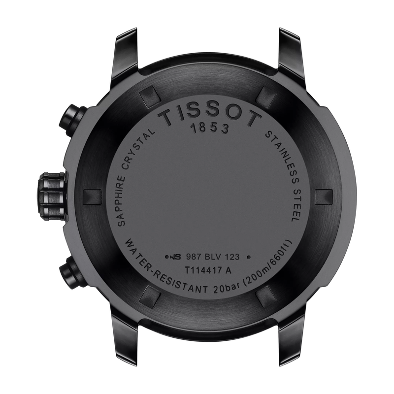 Back view of the watch case Tissot PRC 200 Chronograph