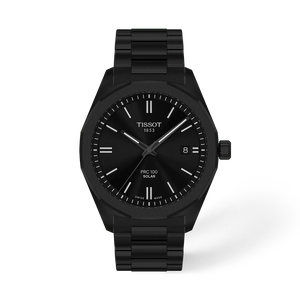 Front view of the watch Tissot PRC 100 Solar 39mm with shadow