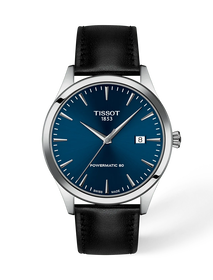 Front view of the watch Tissot Classic Dream 40mm with shadow