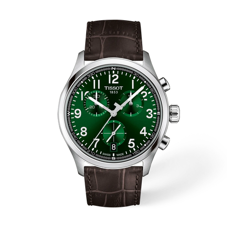 Vue de face de la montre Tissot Chrono L 42mm avec ombre