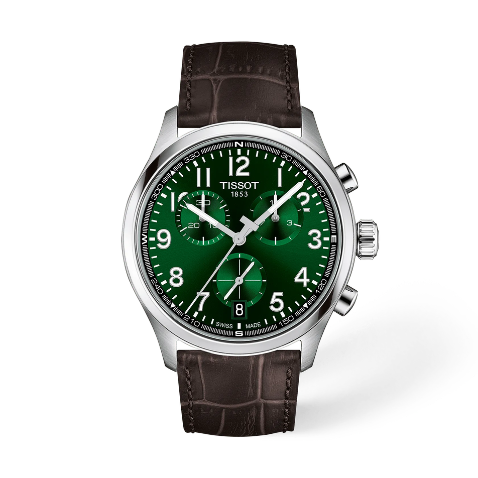 Vorderansicht der Uhr Tissot Chrono L 42mm mit Schatten