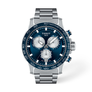 Front view of the watch Tissot Supersport Chrono 45.5mm with shadow