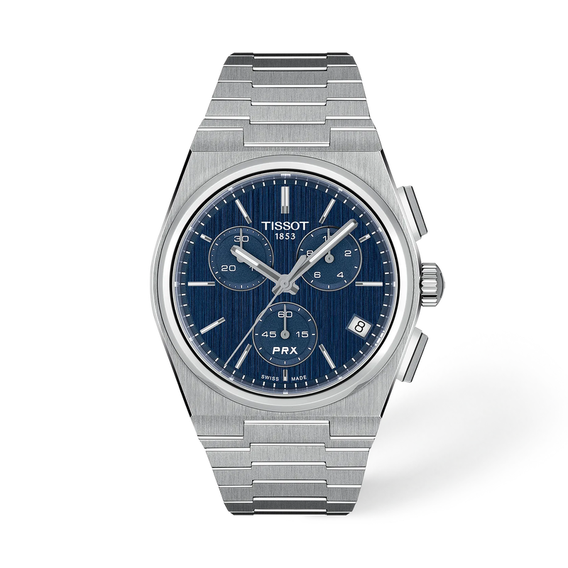 Front view of the watch Tissot PRX 42mm with shadow