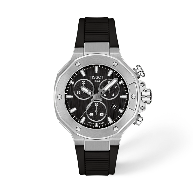 Front view of the watch 天梭競速系列38mm with shadow