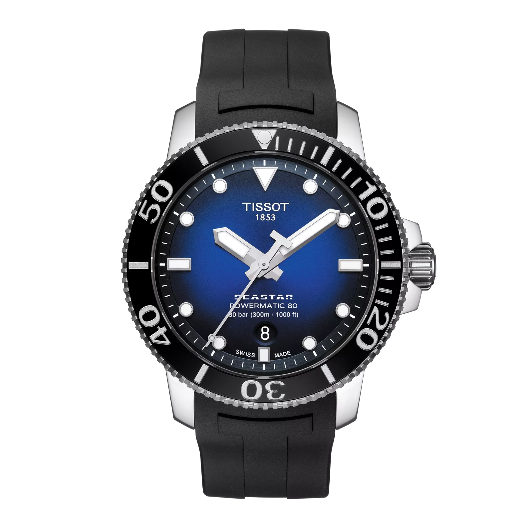 Front view of the watch Tissot Seastar 1000 43mm