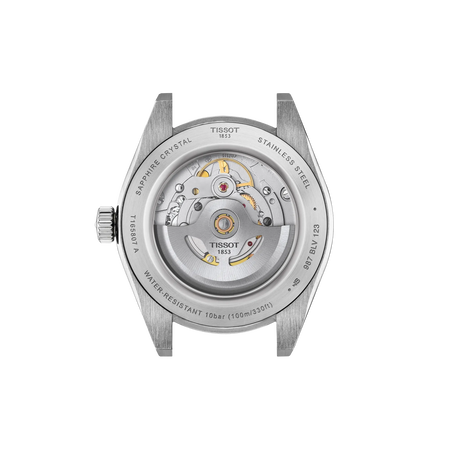 Vista posterior de la caja del reloj Tissot Gentleman 38mm