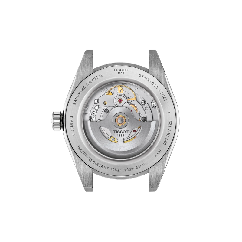Vista posterior de la caja del reloj Tissot Gentleman 38mm