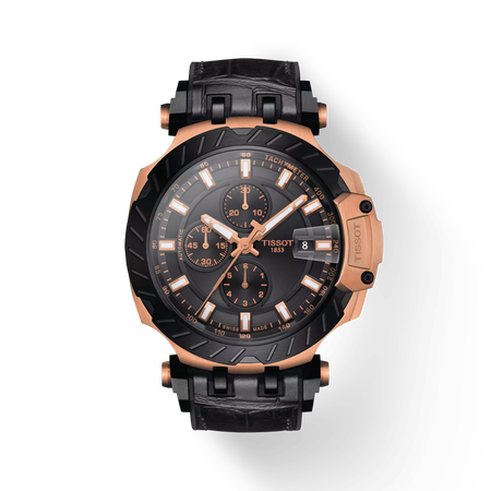 Front view of the watch Tissot T-Race Automatic Chronograph with shadow