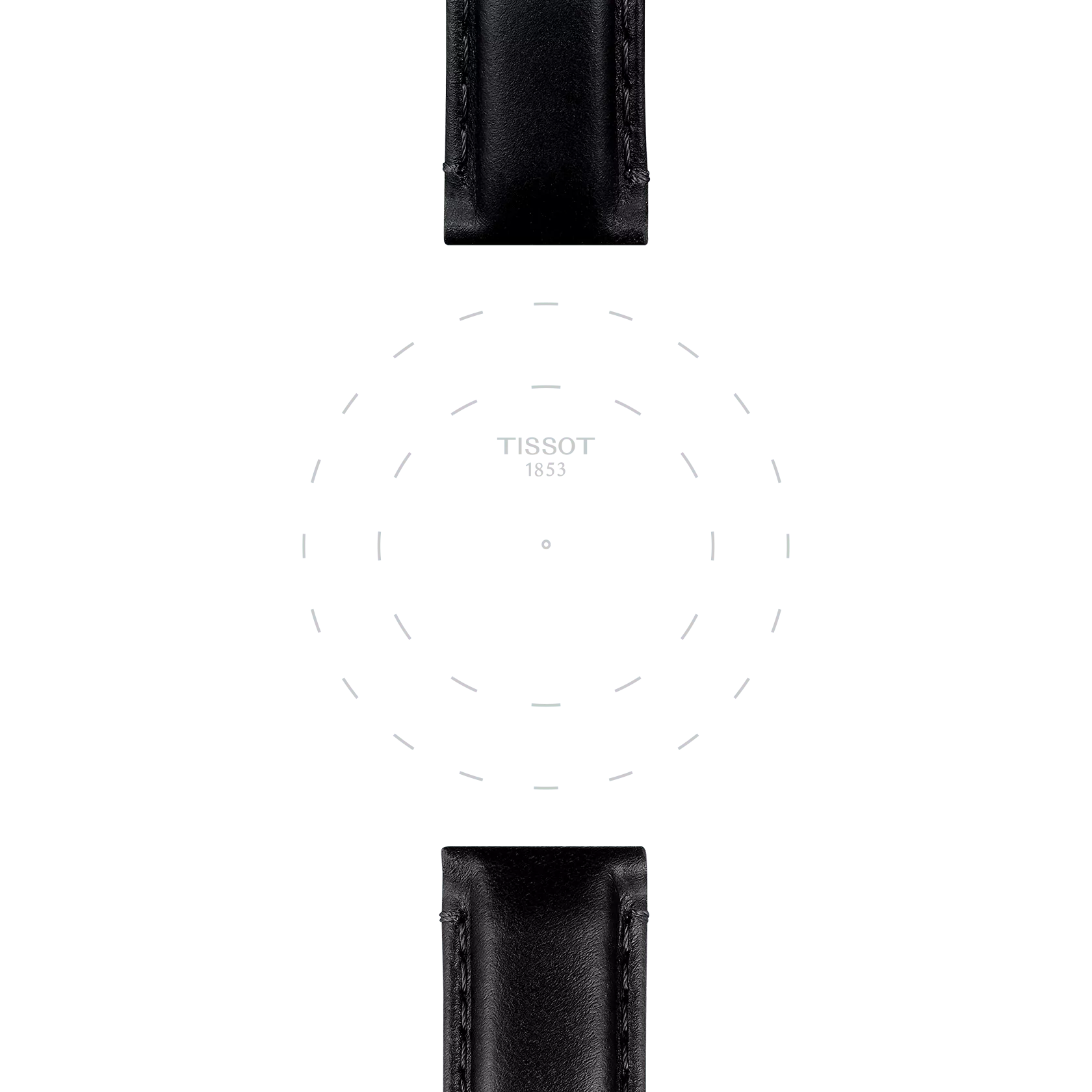 Focus on the lugs of Tissot Official Black Leather Strap Lugs 20 mm