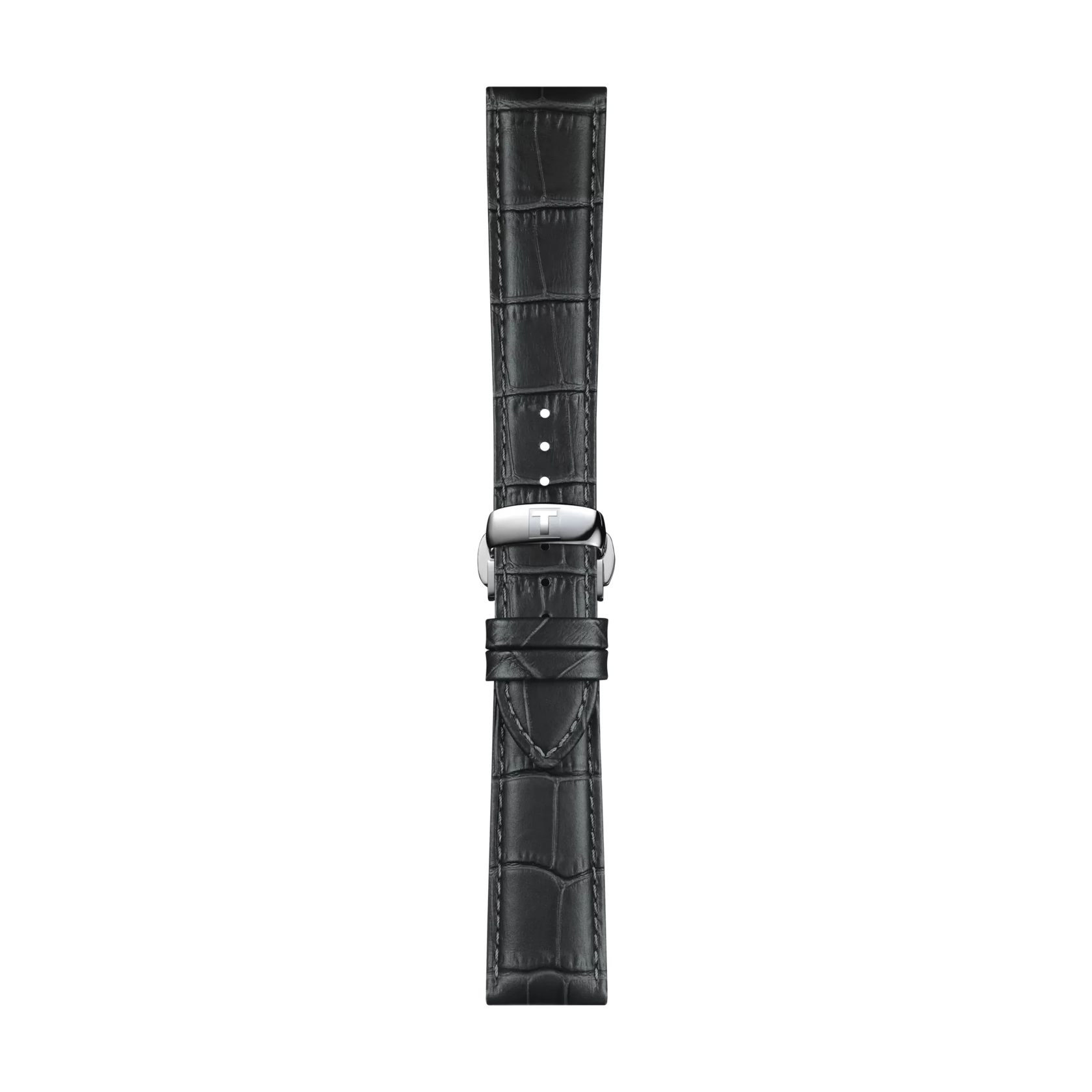 Front view of Tissot Official Grey Leather Strap Lugs 21 mm