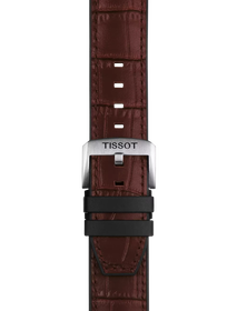 Zoom sobre Correa marrón de piel y caucho oficial Tissot 22 mm