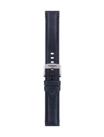 Front view of Tissot Official Blue Leather Strap Lugs 20 mm
