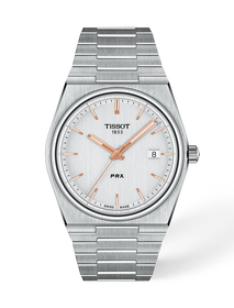 Front view of the watch Tissot PRX 40mm with shadow