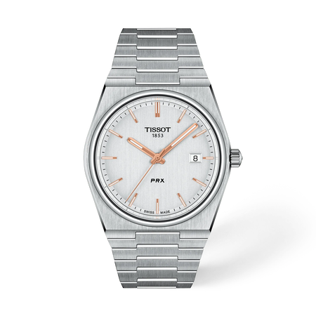 Front view of the watch Tissot PRX 40mm with shadow