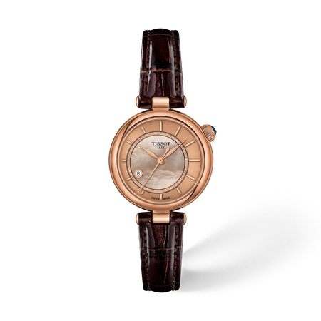 Front view of the watch Tissot D&eacute;sir 28mm with shadow