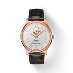Front view of the watch Tissot Tradition Powermatic 80 Open Heart with shadow