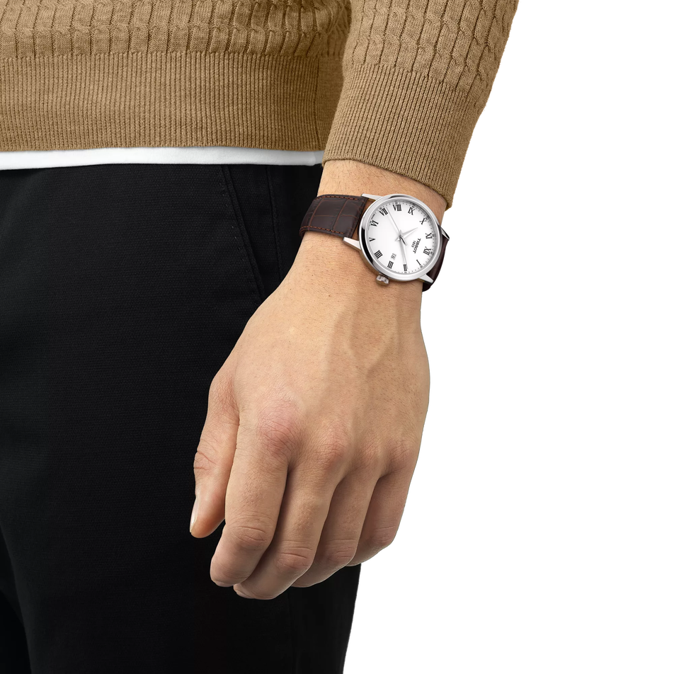 Simulation of the watch Tissot Classic Dream 42mm on a wrist