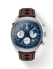 Front view of the watch Tissot Heritage 1973 with shadow