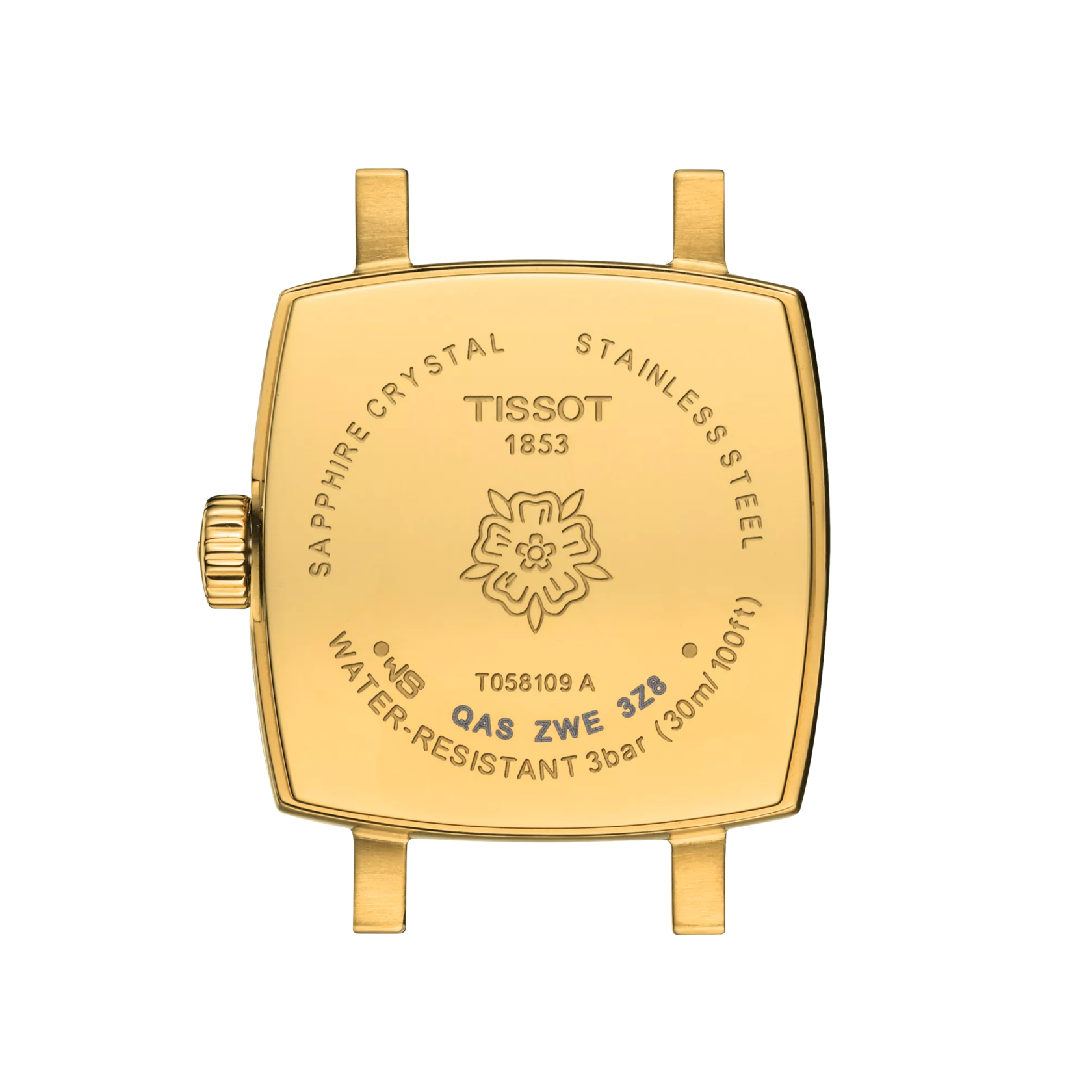 Back view of the watch case Tissot Lovely Square Summer Kit