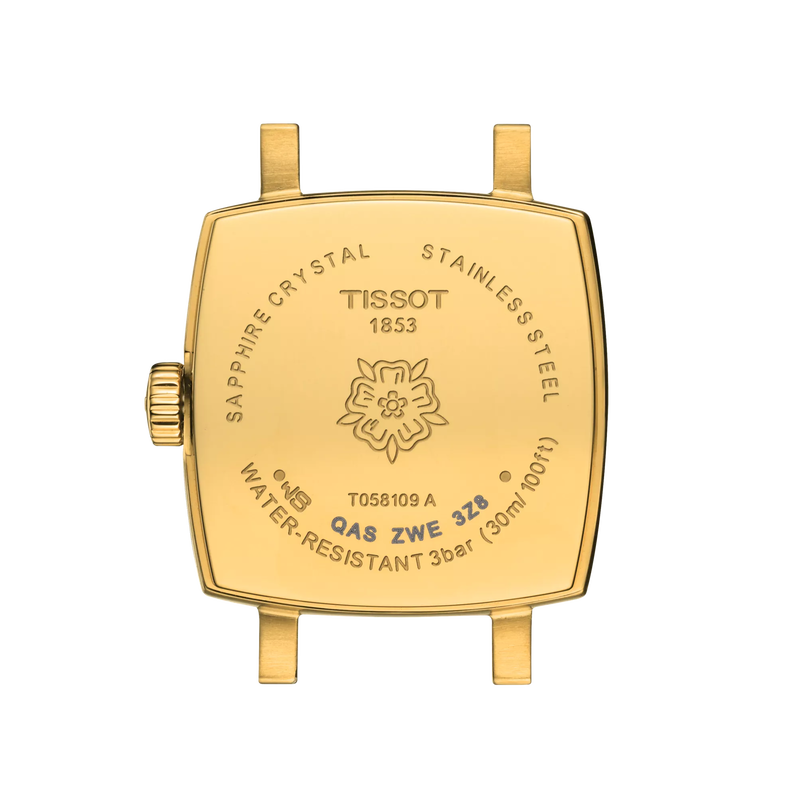 Back view of the watch case Tissot Lovely Square Summer Kit