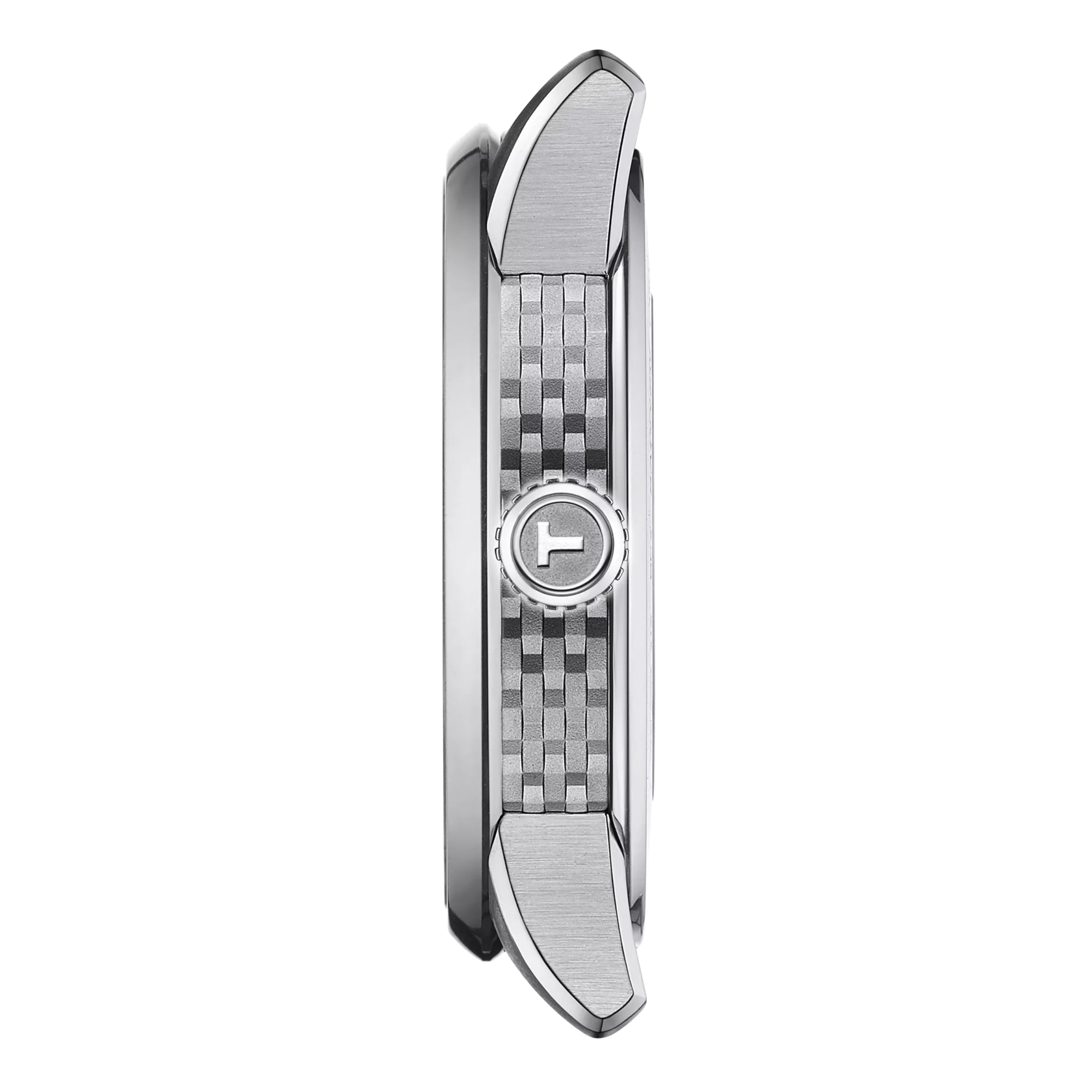 Profile view of the watch case Tissot Luxury Powermatic 80