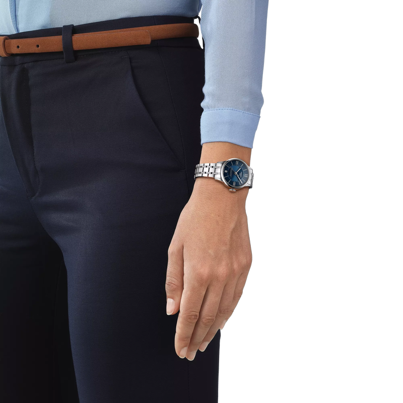 Simulation de la montre Tissot Chemin des Tourelles Powermatic 80 Lady sur un poignet