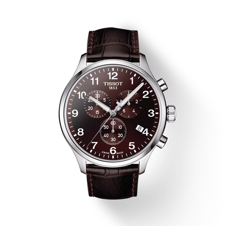 Front view of the watch Tissot Chrono XL Classic with shadow