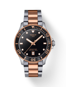 Front view of the watch Tissot Seastar 1000 40mm with shadow