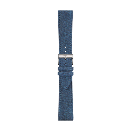Front view of Officiële Tissot blauw textiel band 22 mm