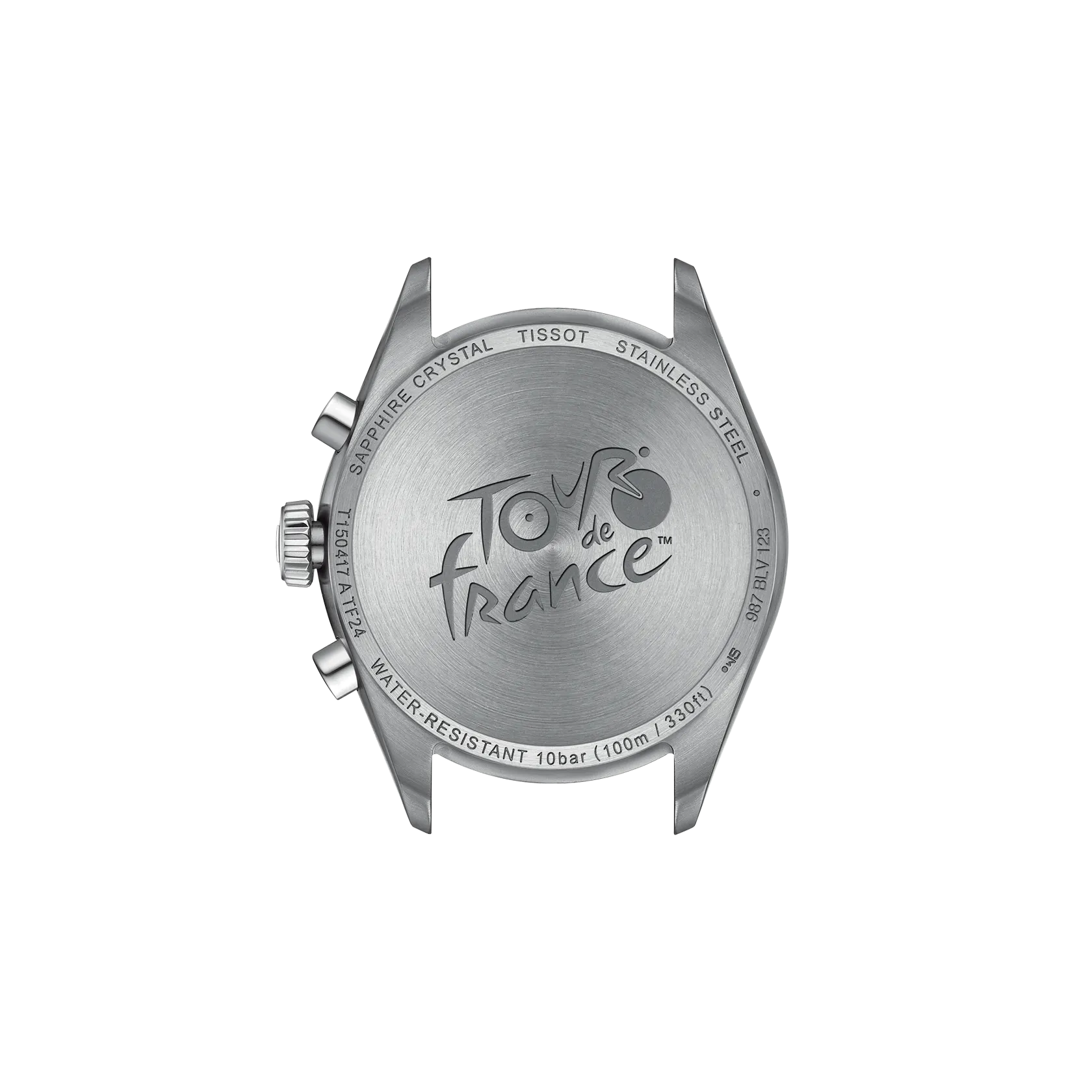 Vue arri&egrave;re du bo&icirc;tier de la montre Tissot PR 100 Tour de France 40mm