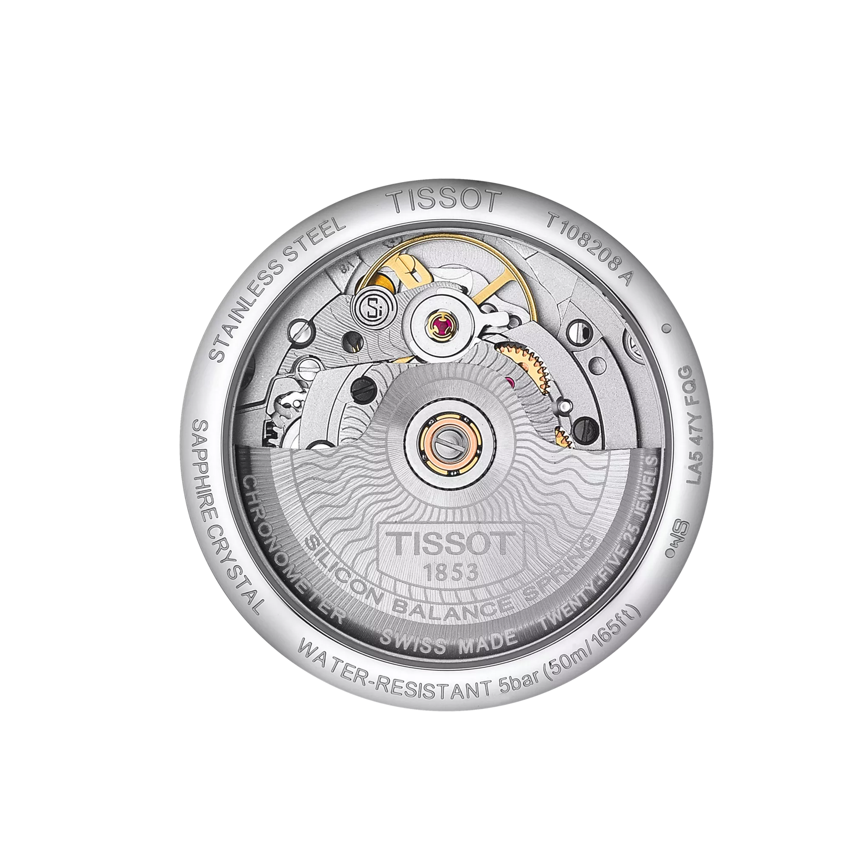 Back view of the watch case Tissot Ballade Powermatic 80 COSC Lady