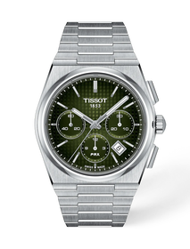 Front view of the watch Tissot PRX 42mm with shadow